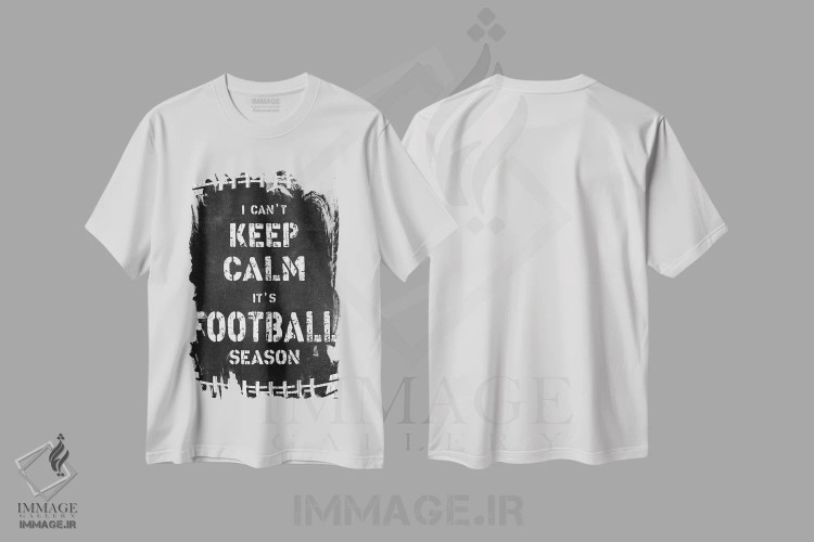 تیشرت سفید طرح دار نمی توانم آرام بمانم، تزئینی اثر طراحی CAD | فروشگاه ایماژ