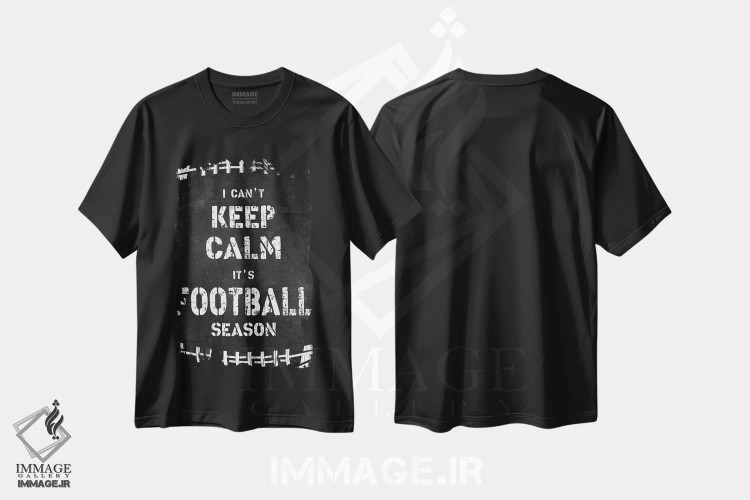 تیشرت مشکی طرح دار نمی توانم آرام بمانم، تزئینی اثر طراحی CAD | immage.ir