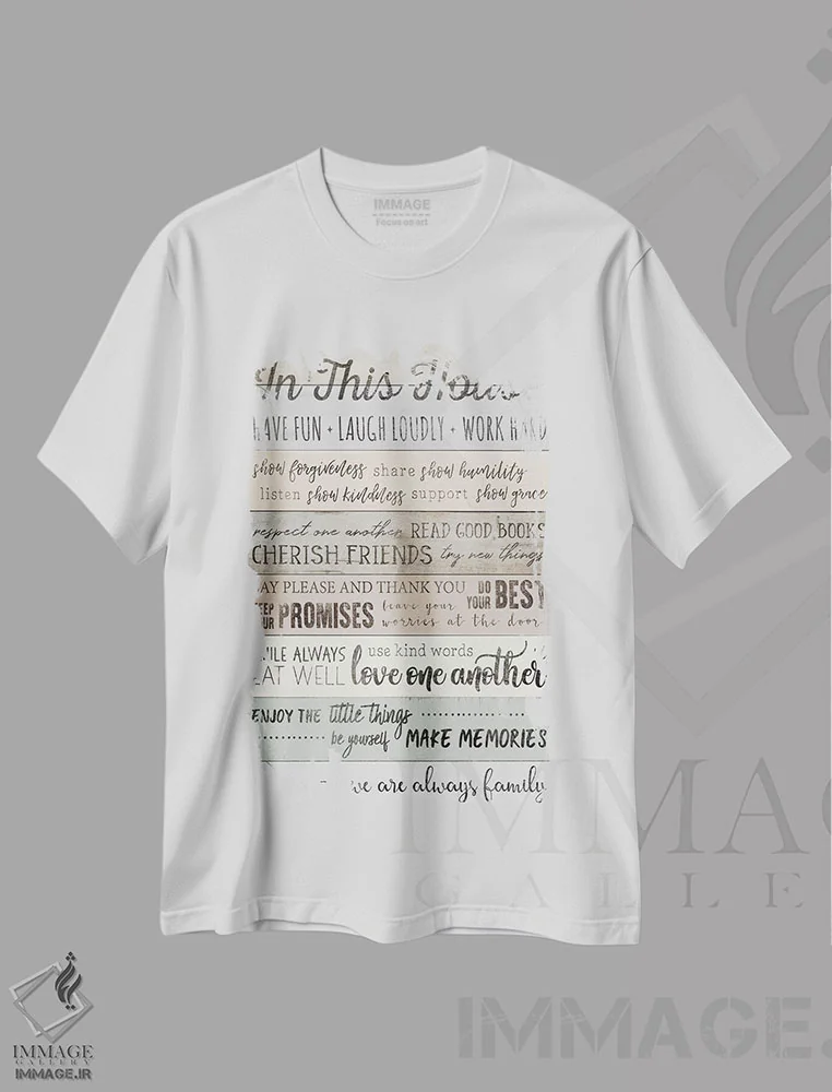 تیشرت سفید طرح دار در این خانه، دکور معاصر اثر طراحی CAD | فروشگاه ایماژ