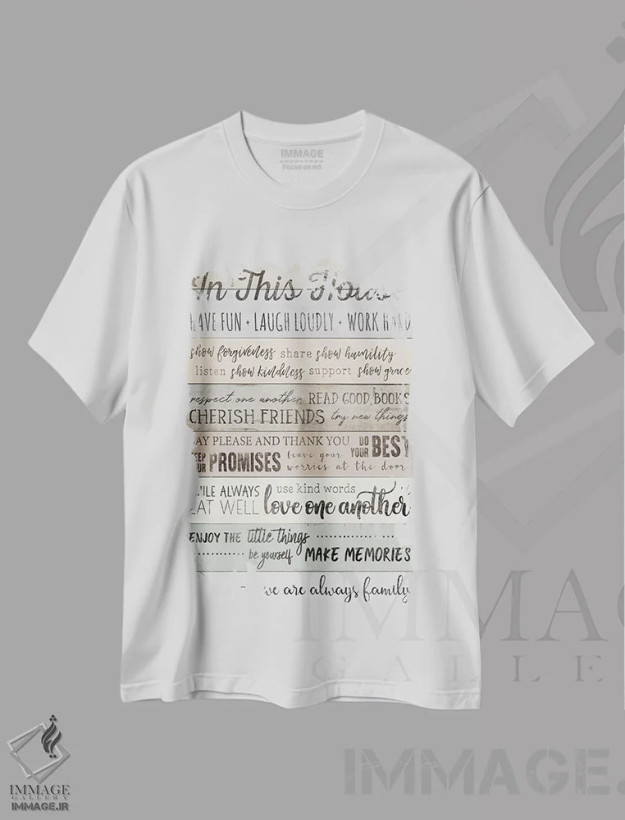 تیشرت سفید طرح دار در این خانه، دکور معاصر اثر طراحی CAD | فروشگاه ایماژ