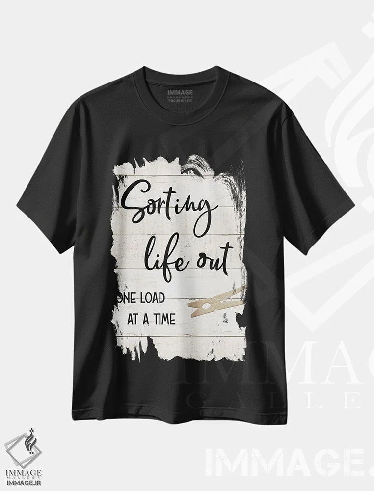 تیشرت مشکی طرح دار سنجاق رخت II، دکور روستایی اثر طراحی CAD | immage.ir