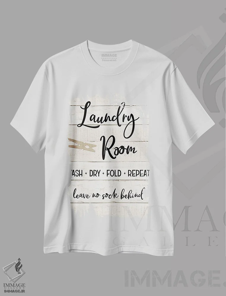 تیشرت سفید طرح دار سنجاق رخت I، دکور روستایی اثر طراحی CAD | immage.ir