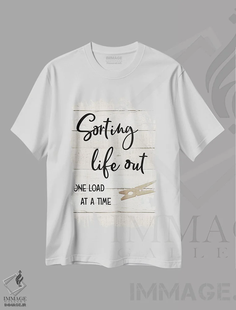 تیشرت سفید طرح دار سنجاق رخت II، دکور روستایی اثر طراحی CAD | فروشگاه ایماژ