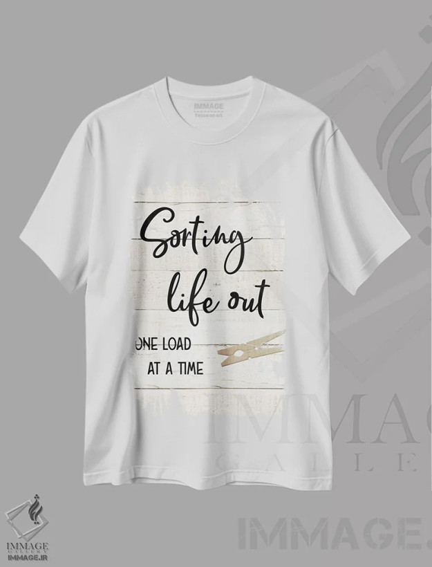 تیشرت سفید طرح دار سنجاق رخت II، دکور روستایی اثر طراحی CAD | فروشگاه ایماژ