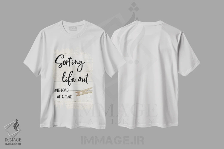 تیشرت سفید طرح دار سنجاق رخت II، دکور روستایی اثر طراحی CAD | فروشگاه ایماژ