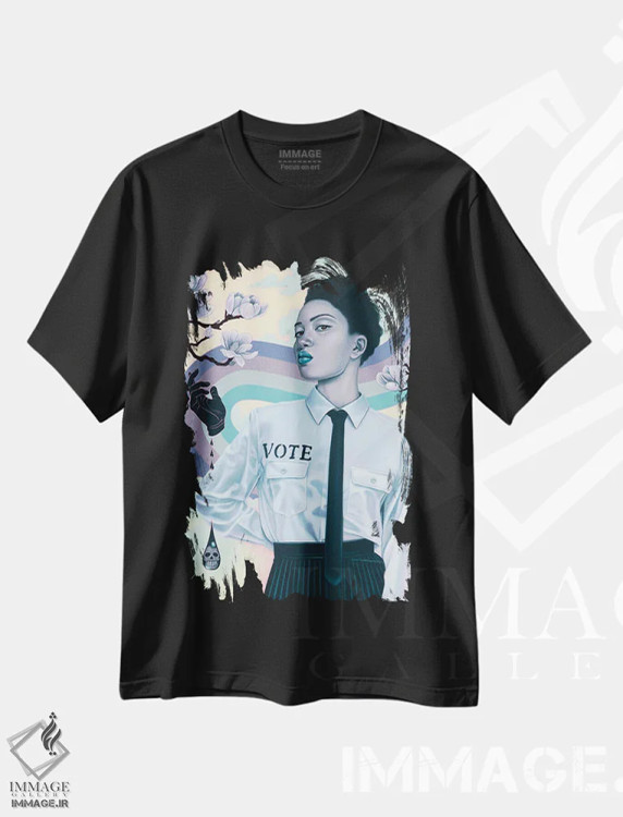 تیشرت مشکی طرح دار فعال حقوق زنان، دکوراسیون جایگزین اثر کایا کوپمن | فروشگاه ایماژ