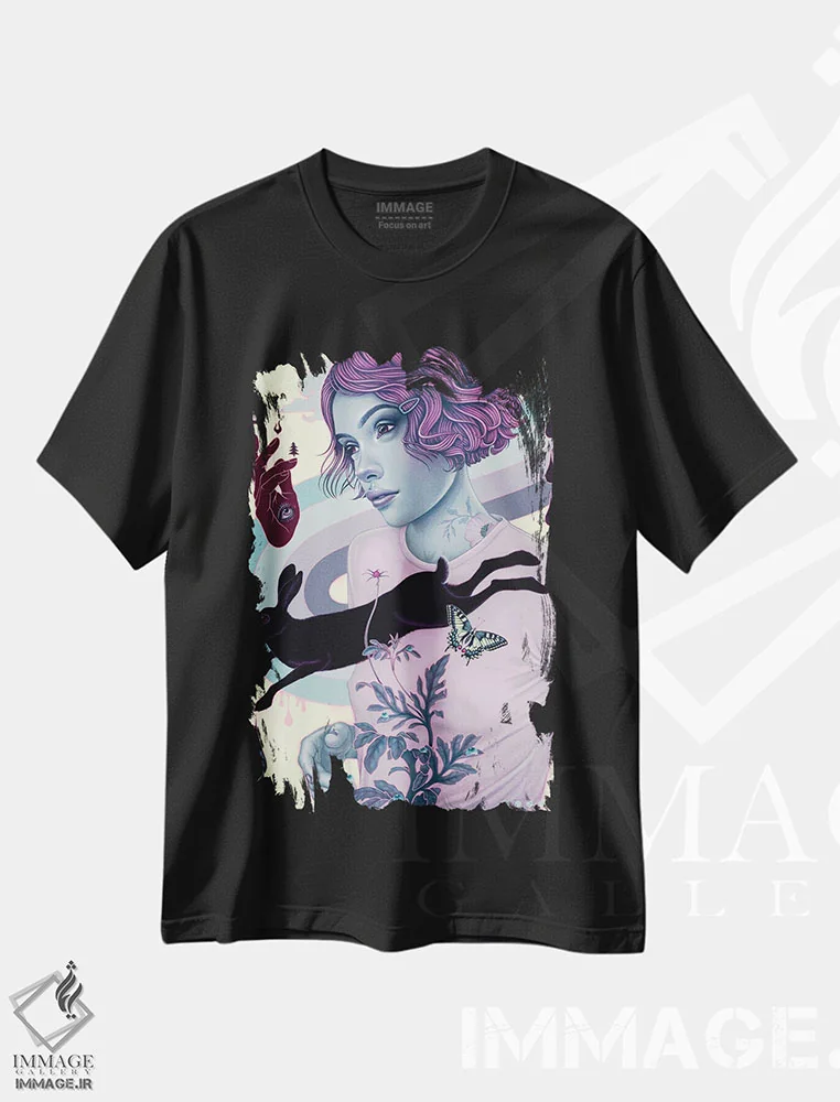 تیشرت مشکی طرح دار تغییرشکل دهنده، دکوراسیون جایگزین اثر کایا کوپمن | immage.ir