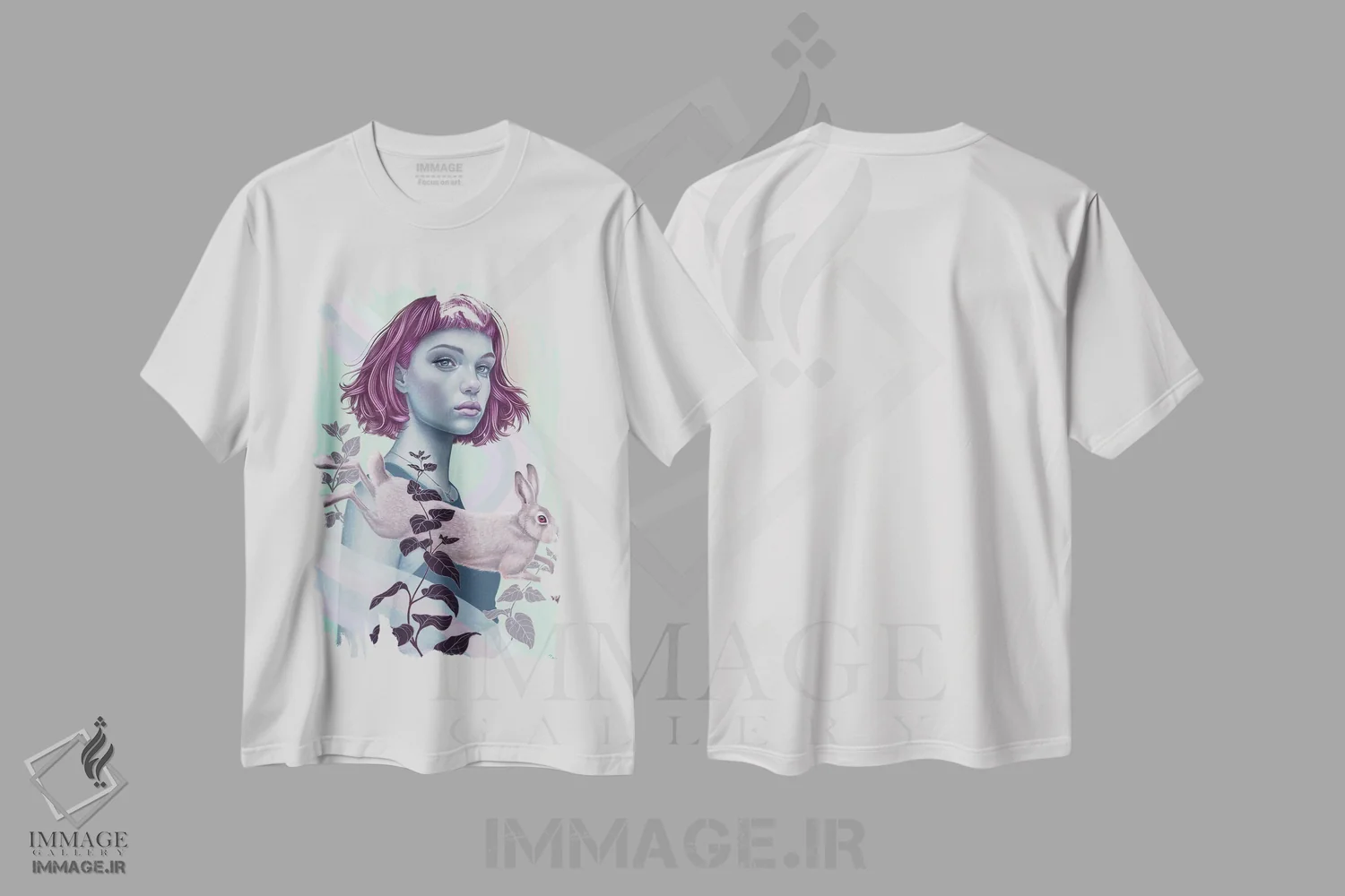 تیشرت سفید طرح دار بانوان برجسته، دکوراسیون جایگزین اثر کایا کوپمن | فروشگاه ایماژ