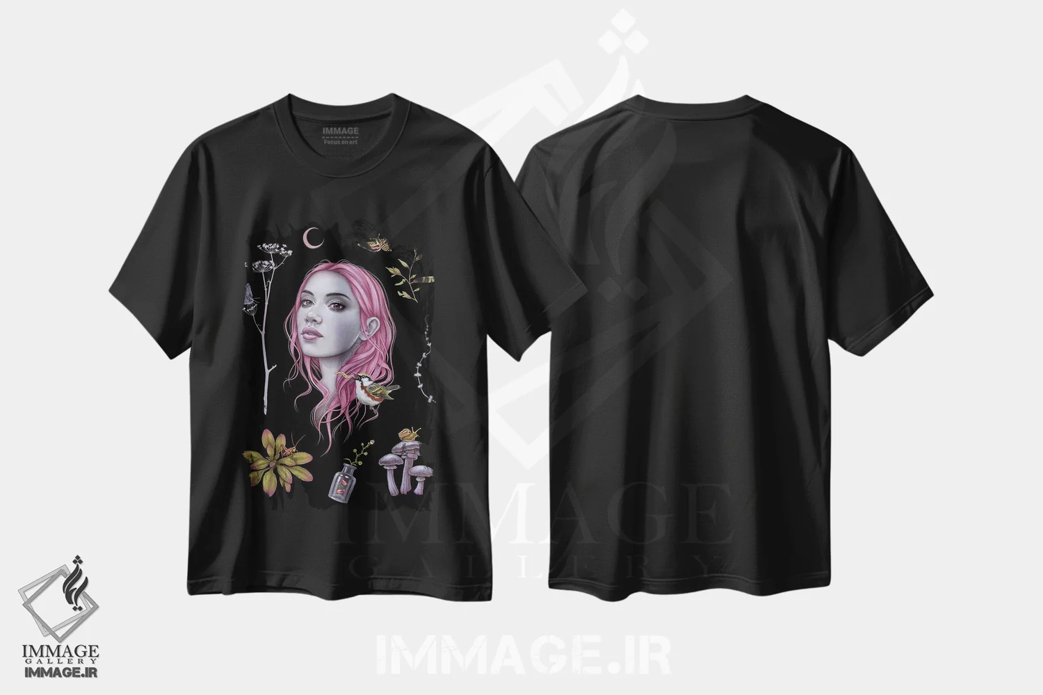 تیشرت مشکی طرح دار سیاره گیاهی، دکوراسیون جایگزین اثر کایا کوپمن | فروشگاه ایماژ