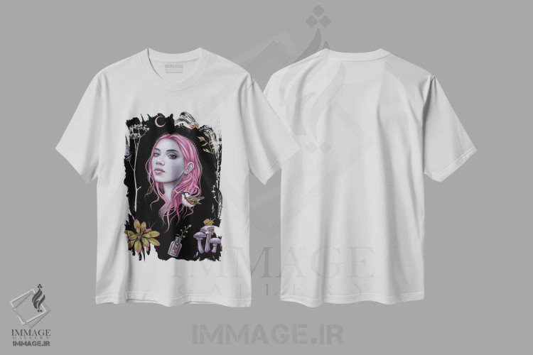 تیشرت سفید طرح دار سیاره گیاهی، دکوراسیون جایگزین اثر کایا کوپمن | immage.ir