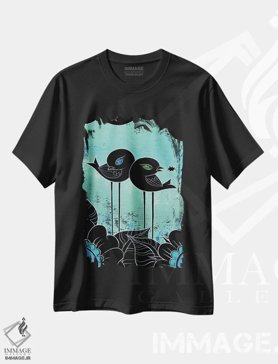 تیشرت مشکی طرح دار بحث، هنر فاخر معاصر اثر کایا کوپمن | فروشگاه ایماژ