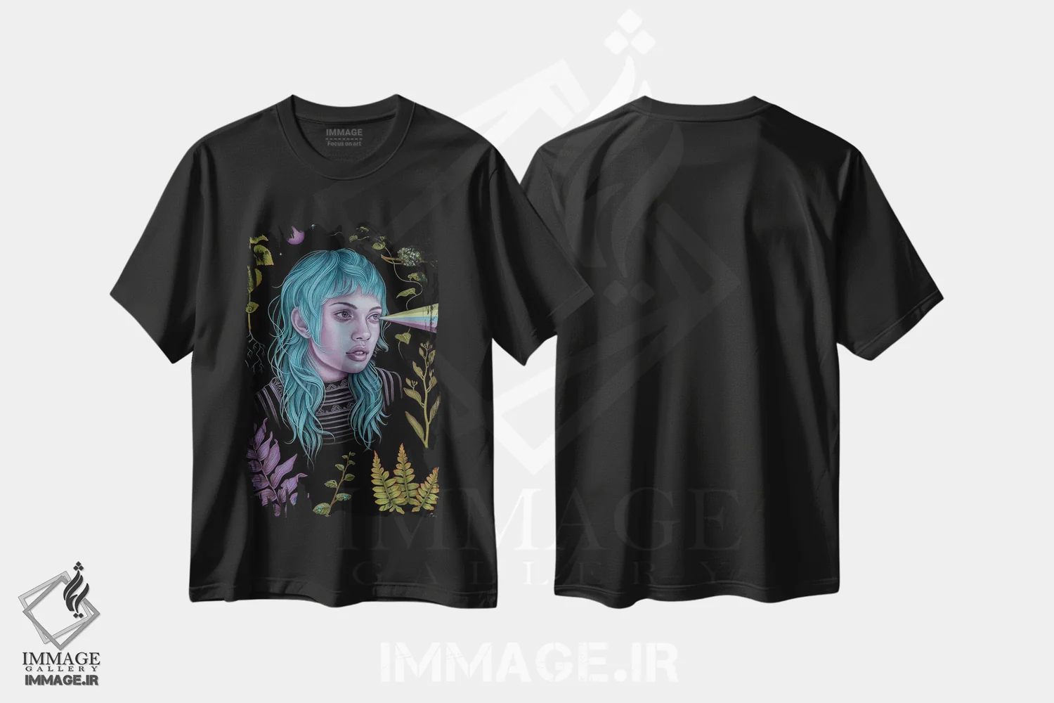 تیشرت مشکی طرح دار لکه های گیاهی، دکوراسیون جایگزین اثر کایا کوپمن | immage.ir