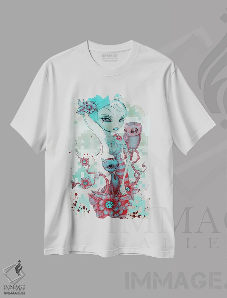 تیشرت سفید طرح دار اهمیت می دهد، هنر فاخر معاصر اثر کایا کوپمن | فروشگاه ایماژ