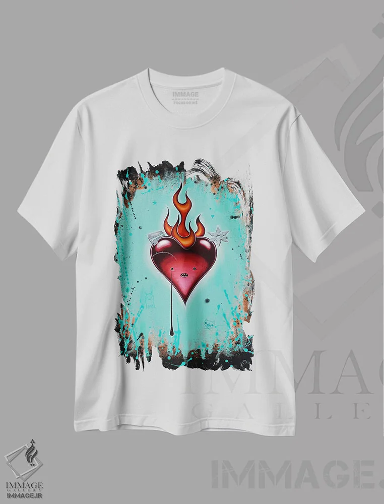 تیشرت سفید طرح دار آنجا بیرون خطرناک است، هنر فاخر معاصر اثر کایا کوپمن | فروشگاه ایماژ