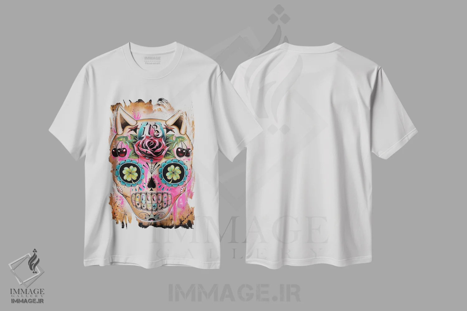 تیشرت سفید طرح دار سیزده خوش شانس، هنر فاخر معاصر اثر کایا کوپمن | فروشگاه ایماژ