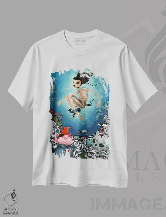 تیشرت سفید طرح دار راهب، هنر فاخر معاصر اثر کایا کوپمن | فروشگاه ایماژ