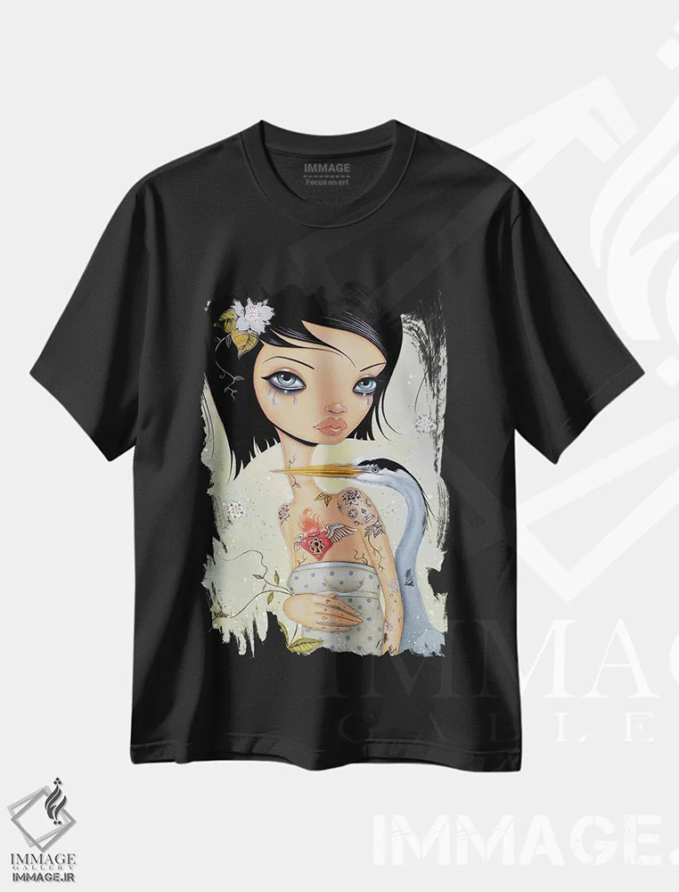 تیشرت مشکی طرح دار آردئای آبی، هنر فاخر معاصر اثر کایا کوپمن | فروشگاه ایماژ