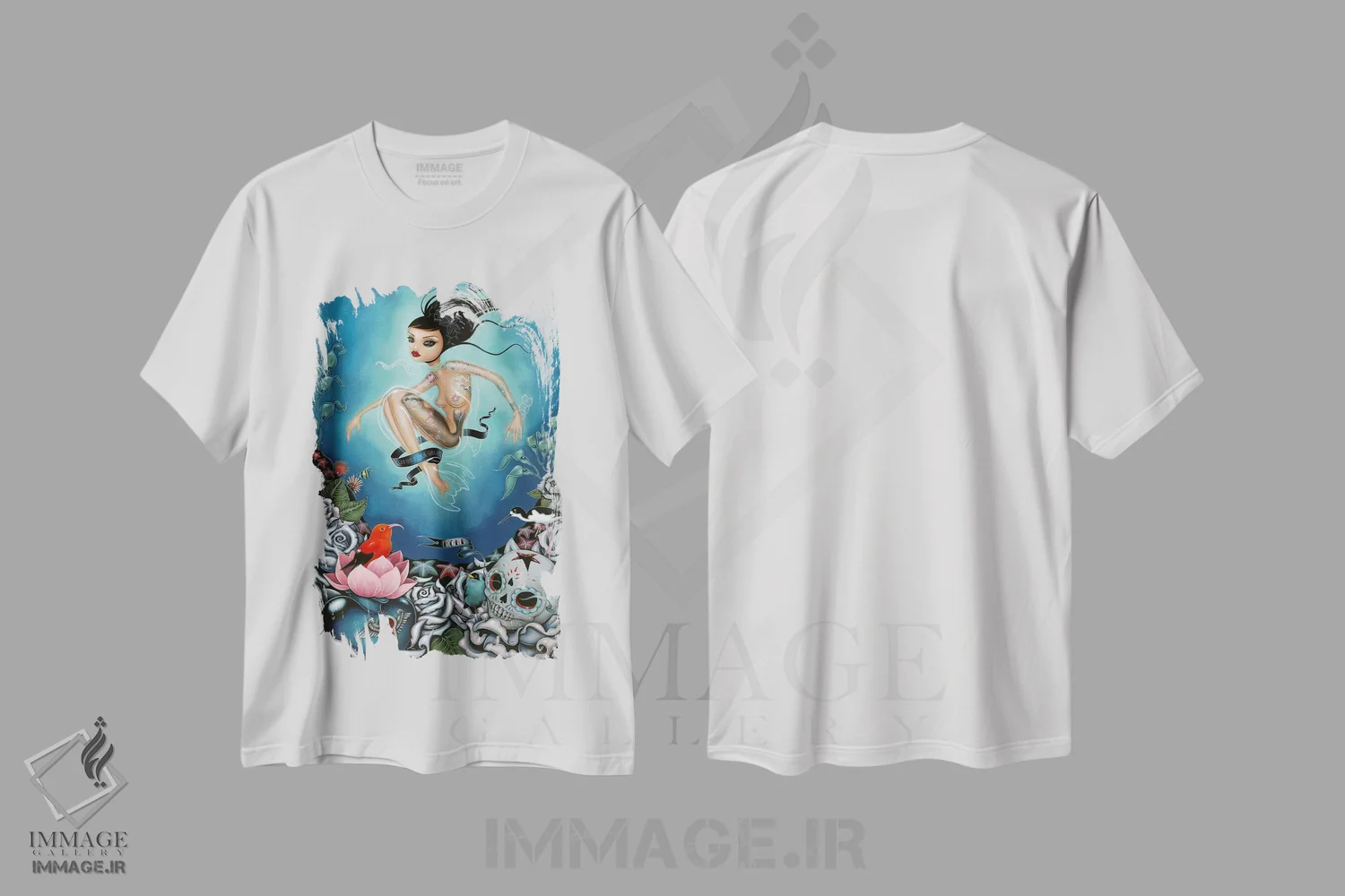 تیشرت سفید طرح دار راهب، هنر فاخر معاصر اثر کایا کوپمن | فروشگاه ایماژ