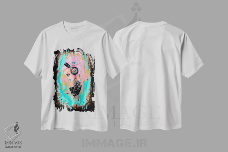 تیشرت سفید طرح دار ضرب آهنگ های همیشه سبز، هنر فاخر معاصر اثر کایا کوپمن | immage.ir