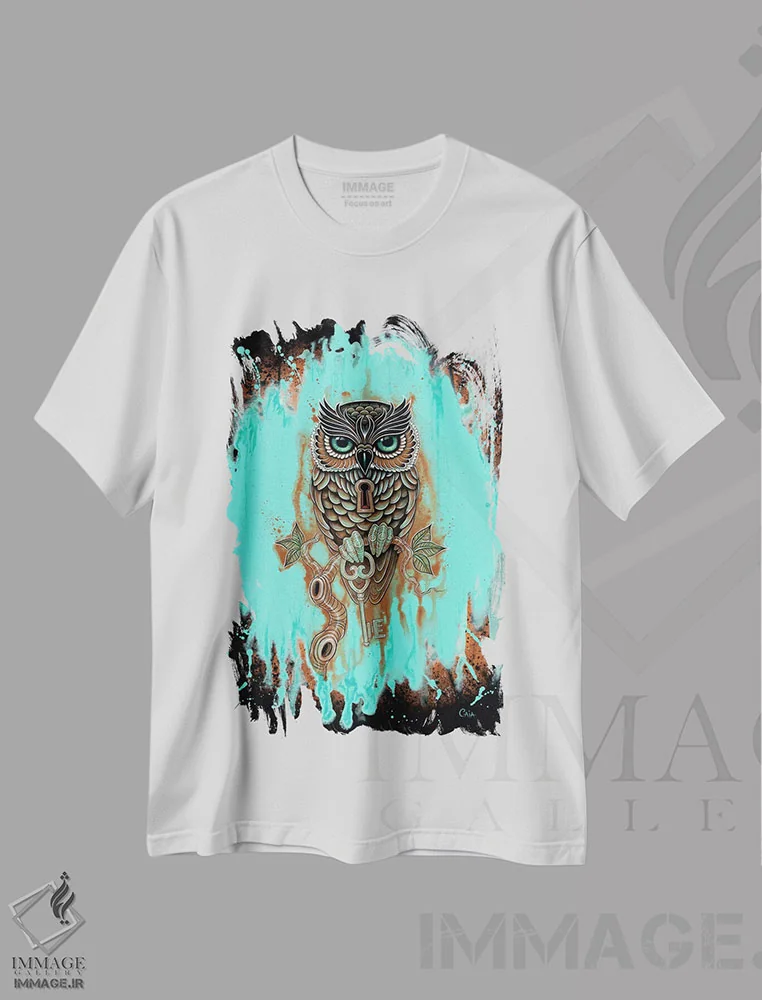 تیشرت سفید طرح دار کلید بوبو، هنر فاخر معاصر اثر کایا کوپمن | فروشگاه ایماژ
