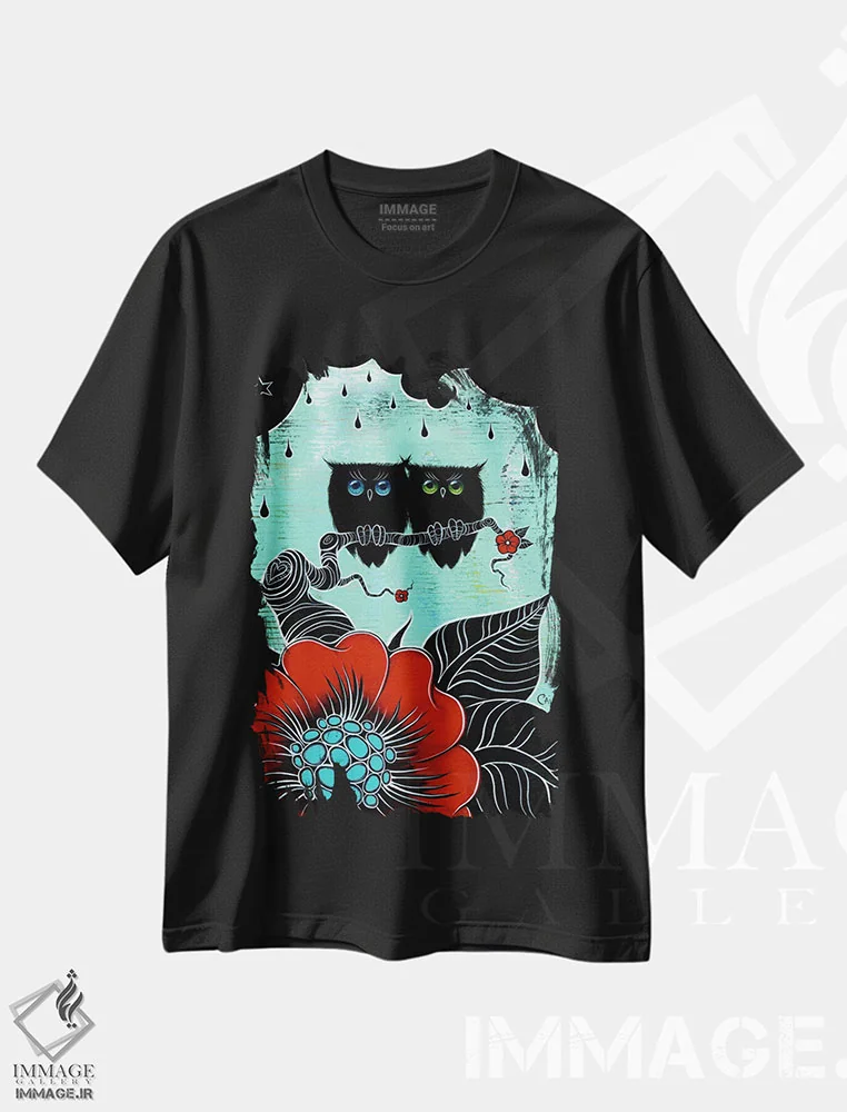 تیشرت مشکی طرح دار دو هوت، هنر فاخر معاصر اثر کایا کوپمن | فروشگاه ایماژ