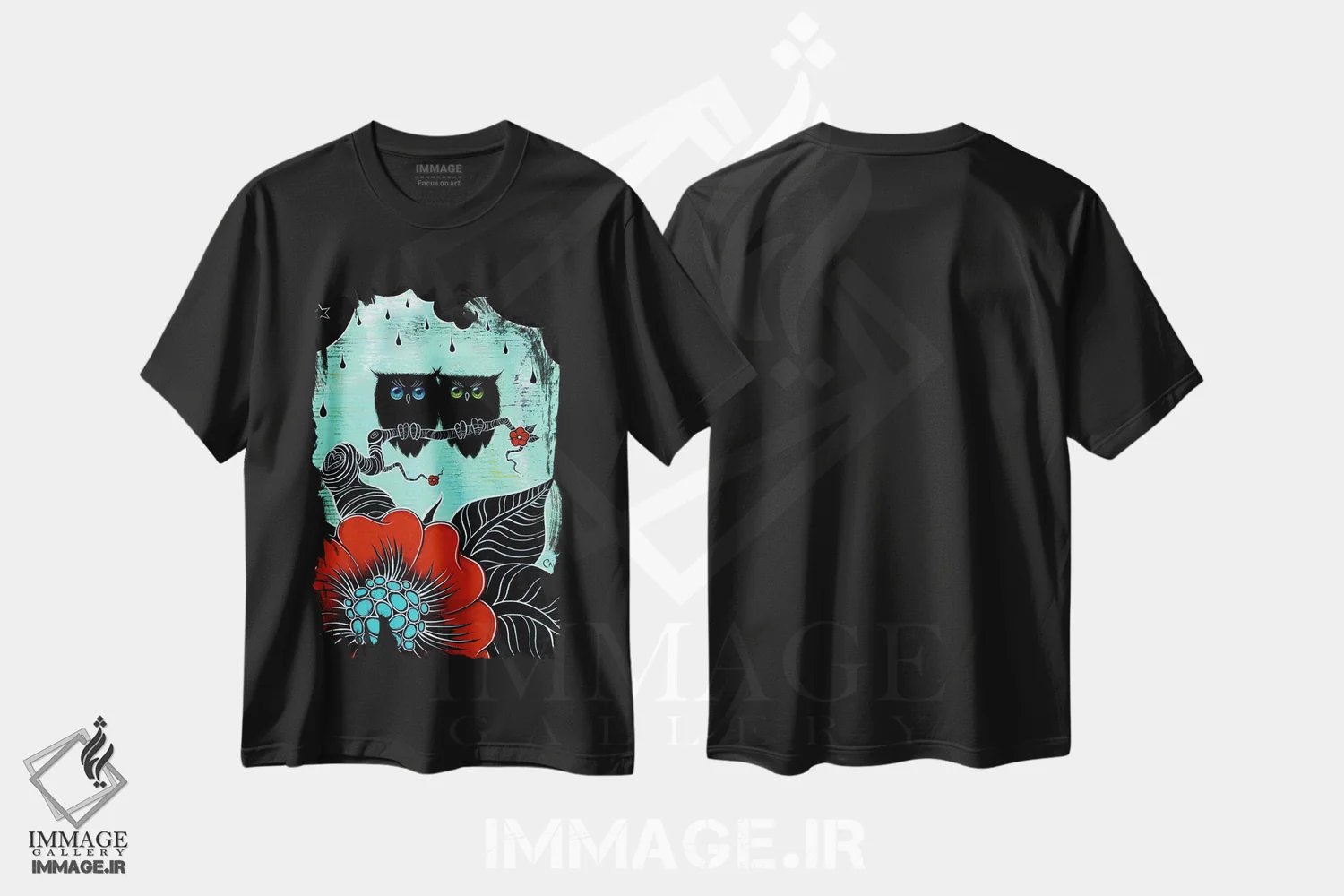 تیشرت مشکی طرح دار دو هوت، هنر فاخر معاصر اثر کایا کوپمن | فروشگاه ایماژ