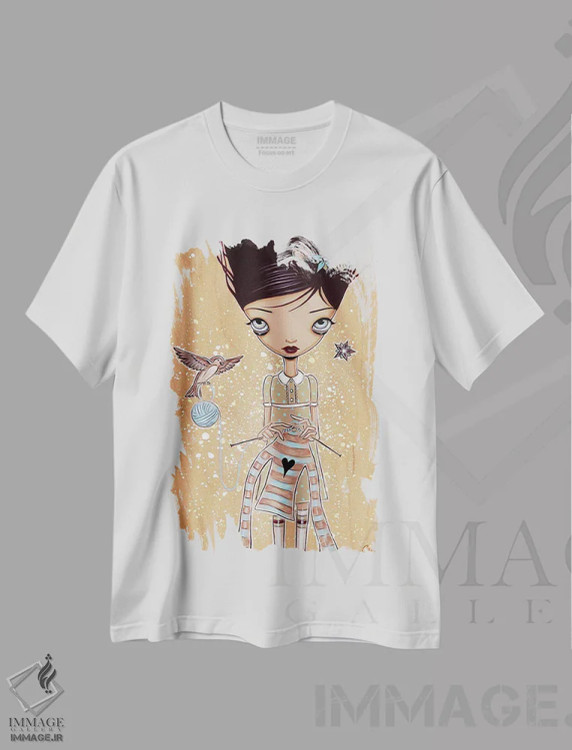 تیشرت سفید طرح دار بافتنی، هنر فاخر معاصر اثر کایا کوپمن | فروشگاه ایماژ