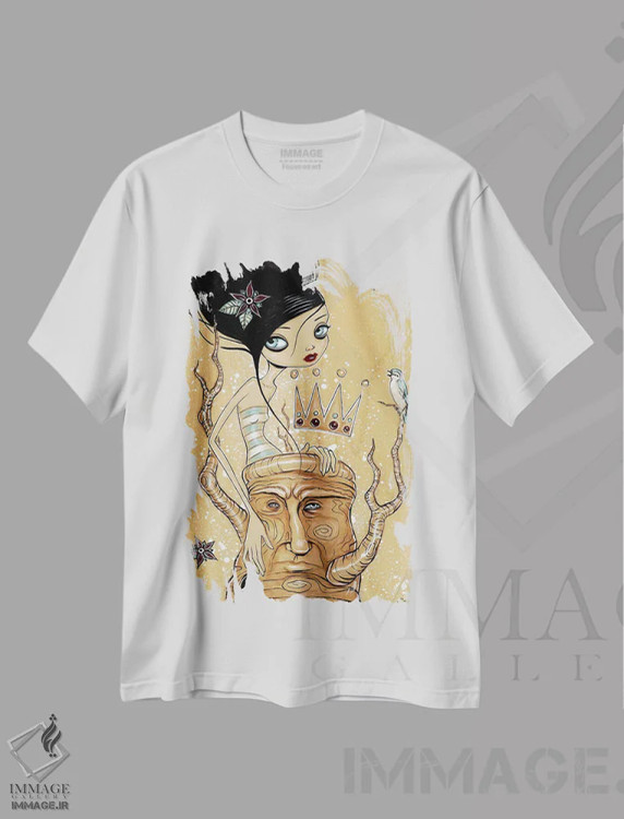 تیشرت سفید طرح دار شکوه، هنر فاخر معاصر اثر کایا کوپمن | فروشگاه ایماژ