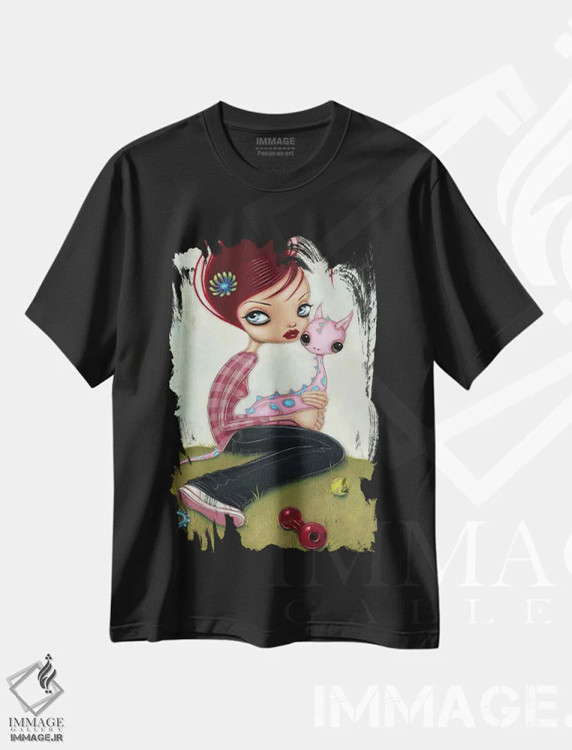 تیشرت مشکی طرح دار حیوان خانگی جدید، هنر فاخر معاصر اثر کایا کوپمن | immage.ir