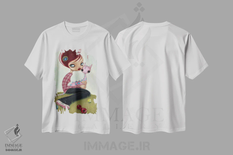 تیشرت سفید طرح دار حیوان خانگی جدید، هنر فاخر معاصر اثر کایا کوپمن | فروشگاه ایماژ