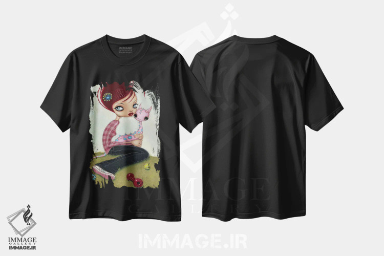 تیشرت مشکی طرح دار حیوان خانگی جدید، هنر فاخر معاصر اثر کایا کوپمن | immage.ir