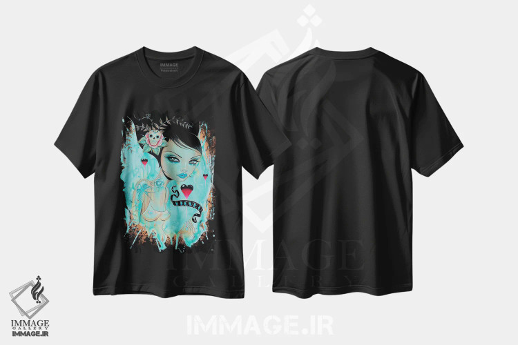 تیشرت مشکی طرح دار تو قایق من را به حرکت درمی آوری، هنر فاخر معاصر اثر کایا کوپمن | فروشگاه ایماژ