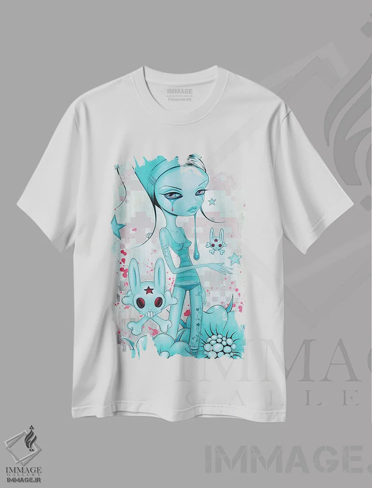 تیشرت سفید طرح دار اشک های کول اید، هنر فاخر معاصر اثر کایا کوپمن | immage.ir