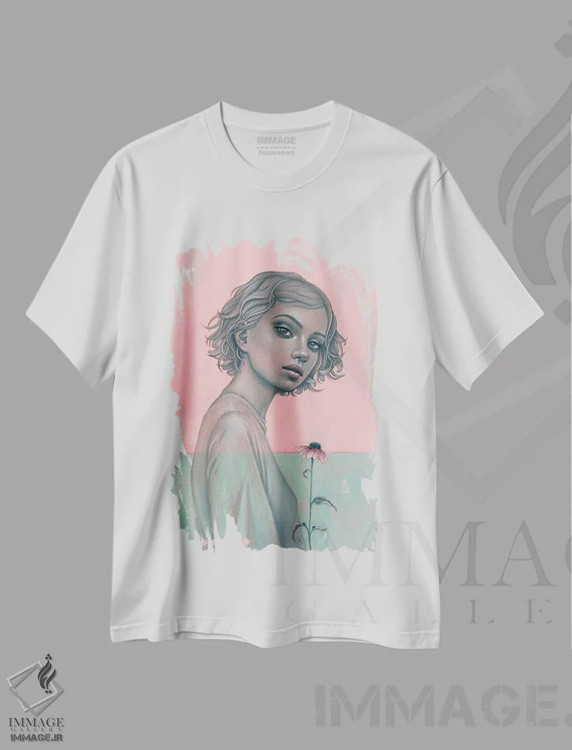 تیشرت سفید طرح دار نظر کوتاه، هنر فاخر معاصر اثر کایا کوپمن | فروشگاه ایماژ