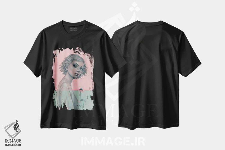 تیشرت مشکی طرح دار نظر کوتاه، هنر فاخر معاصر اثر کایا کوپمن | immage.ir