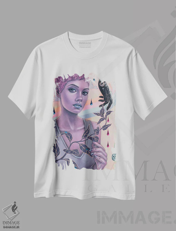 تیشرت سفید طرح دار لونا، دکوراسیون جایگزین اثر کایا کوپمن | فروشگاه ایماژ