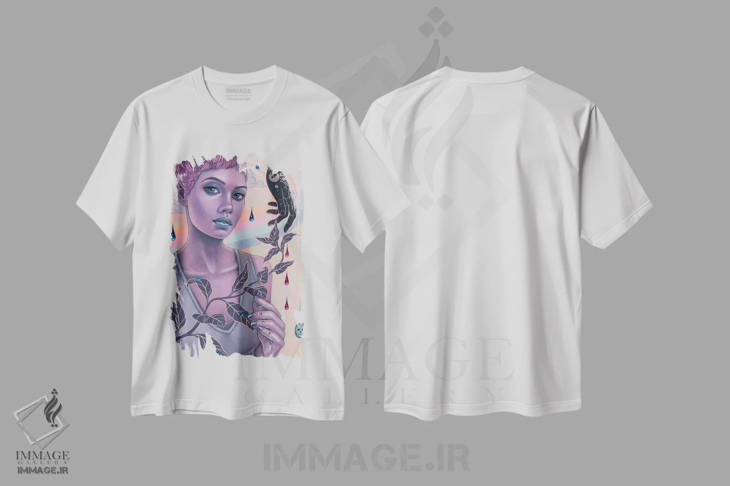تیشرت سفید طرح دار لونا، دکوراسیون جایگزین اثر کایا کوپمن | فروشگاه ایماژ