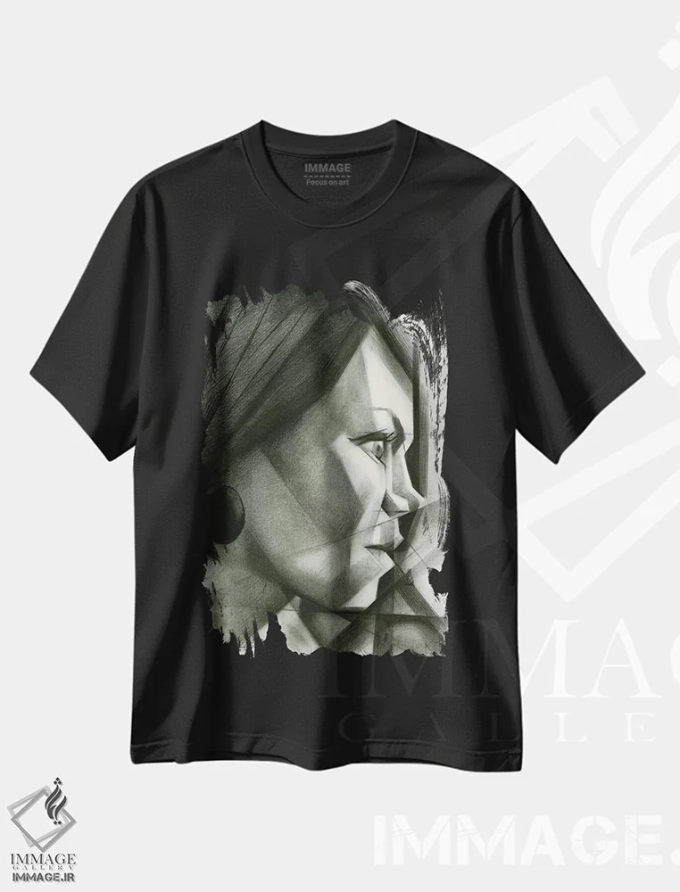تیشرت مشکی طرح دار جولیا فیلامنت، هنر فاخر معاصر اثر کُرنه آکرز | فروشگاه ایماژ
