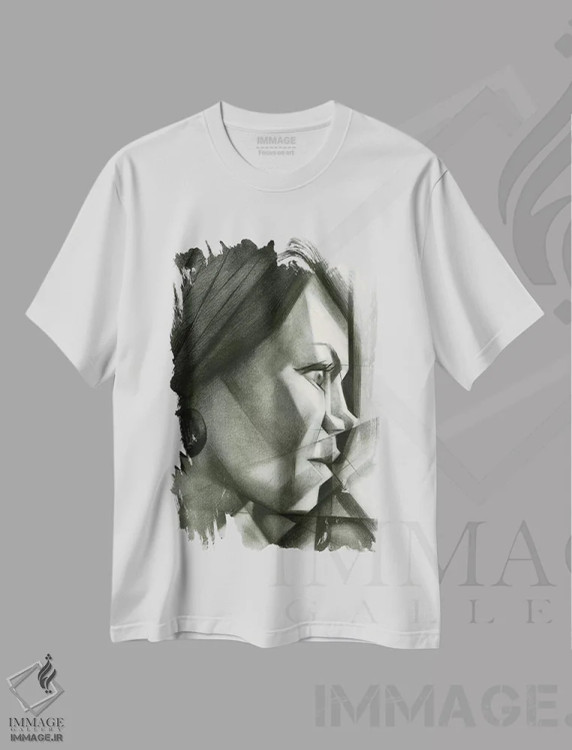 تیشرت سفید طرح دار جولیا فیلامنت، هنر فاخر معاصر اثر کُرنه آکرز | immage.ir