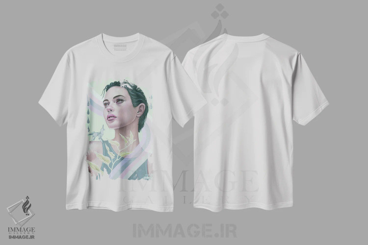 تیشرت سفید طرح دار گذرا، دکوراسیون جایگزین اثر کایا کوپمن | فروشگاه ایماژ