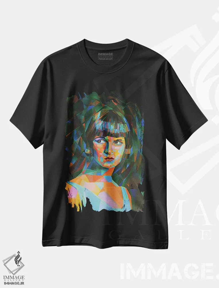 تیشرت مشکی طرح دار لوییز بروکس، هنر فاخر معاصر اثر کُرنه آکرز | فروشگاه ایماژ