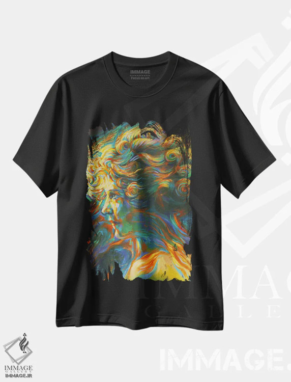 تیشرت مشکی طرح دار مری پیکفورد، هنر فاخر معاصر اثر کُرنه آکرز | فروشگاه ایماژ