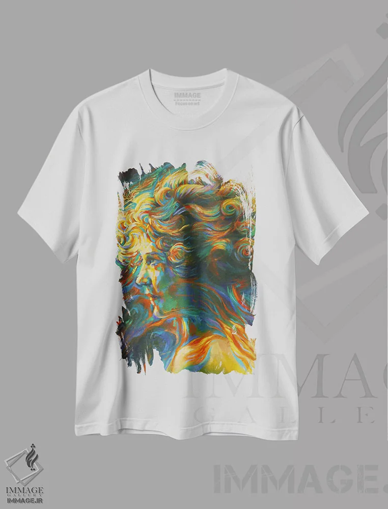 تیشرت سفید طرح دار مری پیکفورد، هنر فاخر معاصر اثر کُرنه آکرز | immage.ir