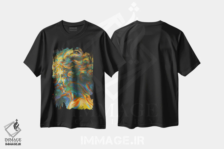 تیشرت مشکی طرح دار مری پیکفورد، هنر فاخر معاصر اثر کُرنه آکرز | فروشگاه ایماژ