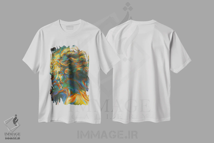 تیشرت سفید طرح دار مری پیکفورد، هنر فاخر معاصر اثر کُرنه آکرز | immage.ir