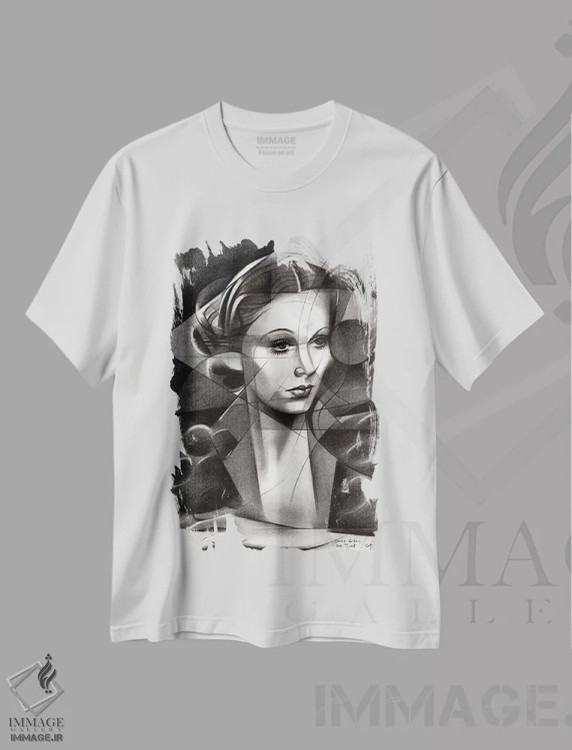 تیشرت سفید طرح دار بی عنوان ۲، هنر فاخر معاصر اثر کُرنه آکرز | فروشگاه ایماژ