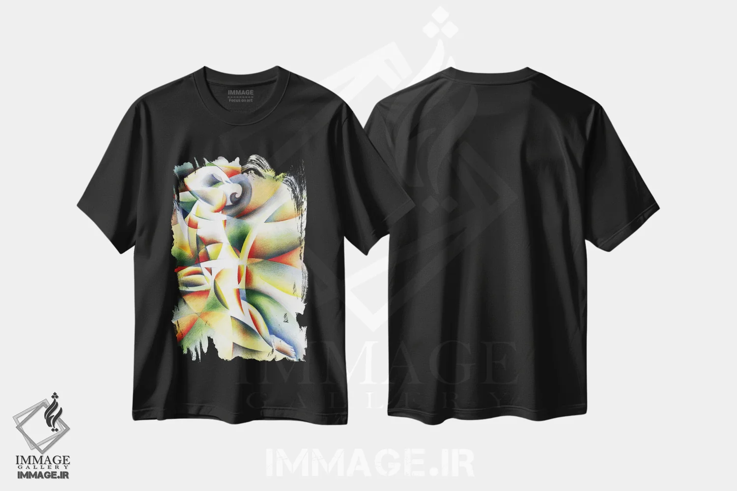 تیشرت مشکی طرح دار روندیسم یازدهم، آبستره اثر کُرنه آکرز | immage.ir