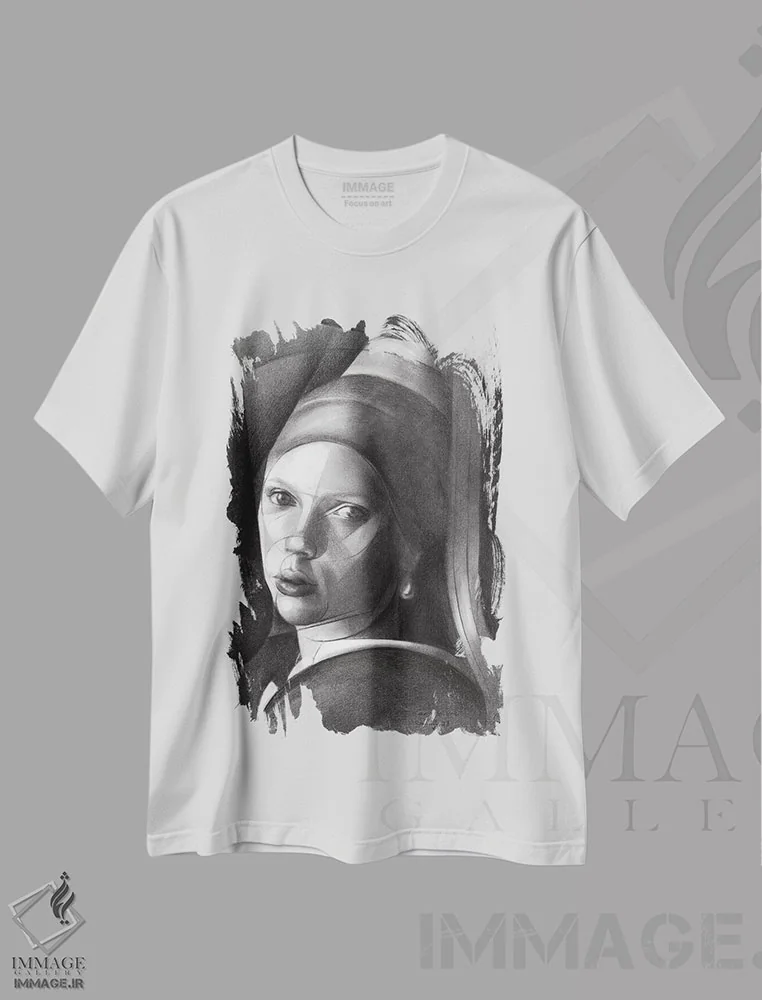 تیشرت سفید طرح دار بی عنوان ۱، هنر فاخر معاصر اثر کُرنه آکرز | immage.ir