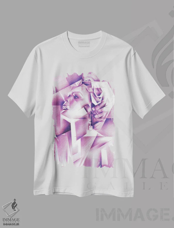 تیشرت سفید طرح دار بی عنوان ۴، هنر فاخر معاصر اثر کُرنه آکرز | فروشگاه ایماژ