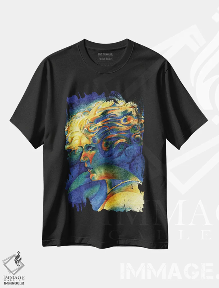 تیشرت مشکی طرح دار بی عنوان ۵، هنر فاخر معاصر اثر کُرنه آکرز | فروشگاه ایماژ